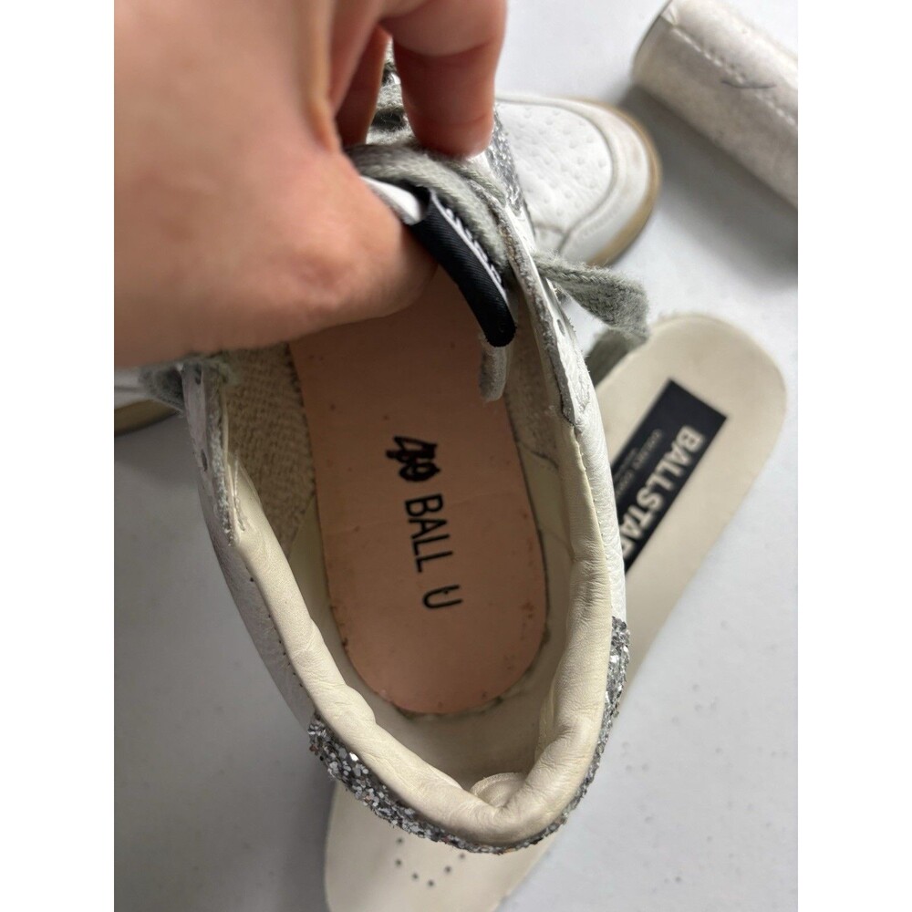 Golden Goose Ball Star Sneaker White Leather/Silver Glitter sz 39 - Picture 6 of 16